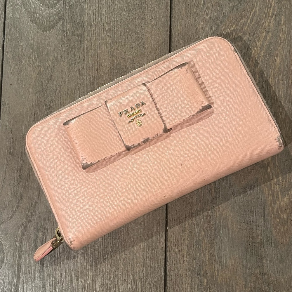Pink Prada Zippy Wallet With Authentication Card - image 1